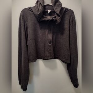 90 Degree Women's Charcoal Cropped Zip Hoodie